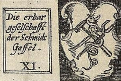 Wappen der Kölner Gaffeln, Ausschnitt aus: Birboum, Michel L.; Rieger [Verl.] Quelle: http://tudigit.ulb.tu-darmstadt.de/show/Ansicht3949_090/0001