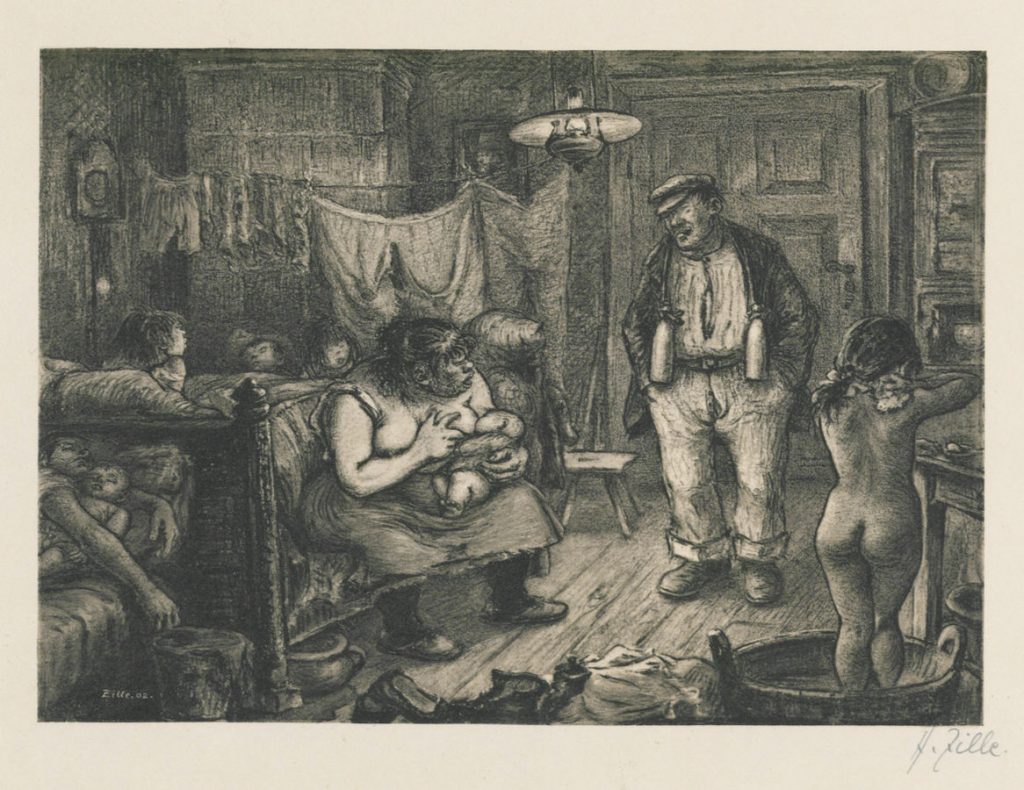 Der Maler Heinrich Zille hat es dokumentiert: Im 19. Jahrhundert ist es völlig normal dass in einem einzigen Zimmer geschlafen, gegessen und sich gewaschen wird.