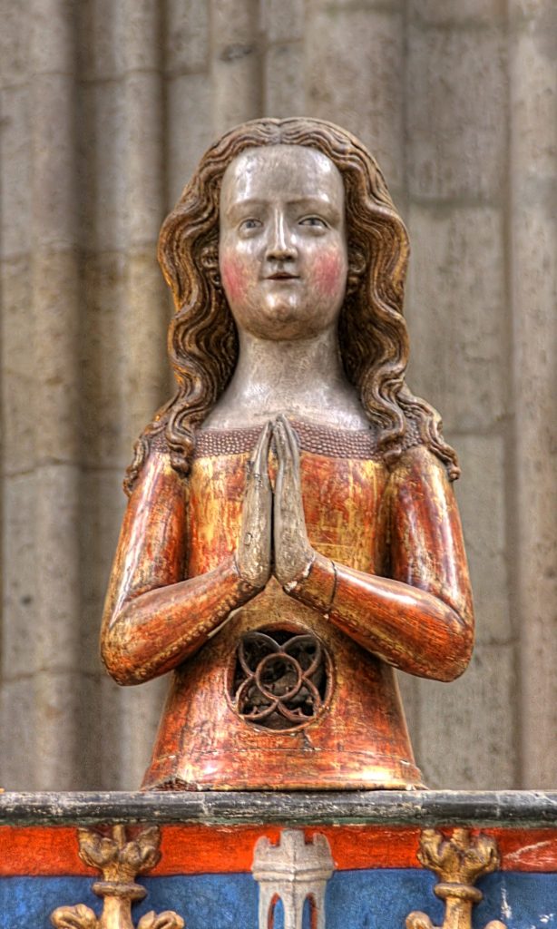 Heiligenfigur Ursula con Köln mit Schiff Design Echtholz Hl 9549 25cm Color 