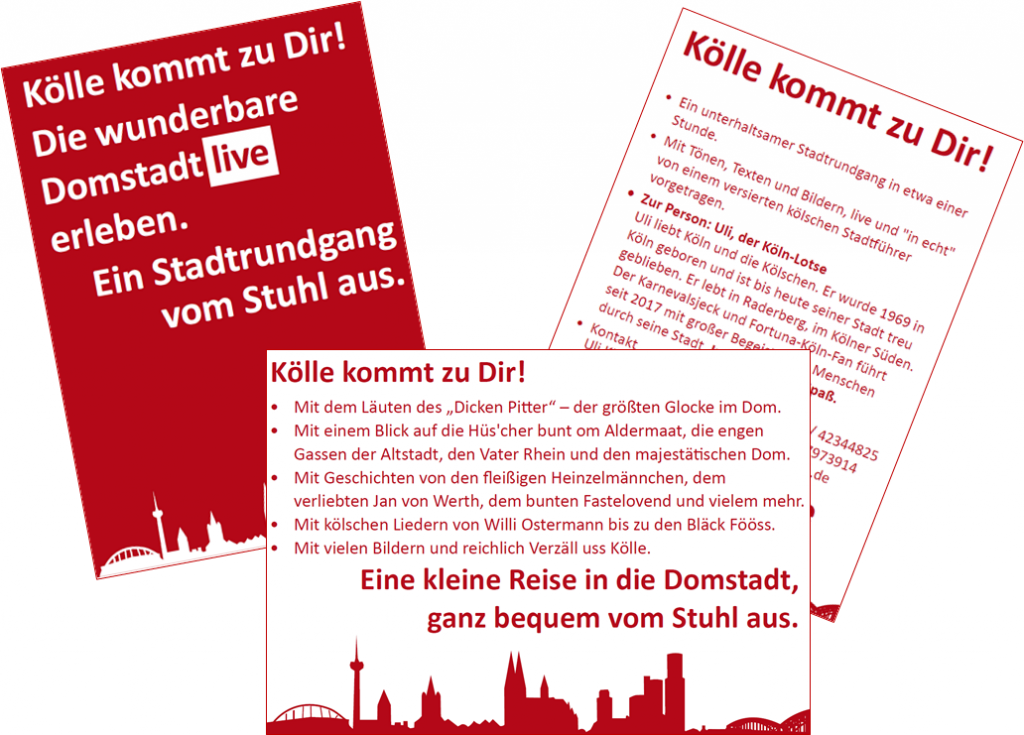 Alle Informationen zu "Kölle kommt zu dir" in einem Flyer, zum Download bitte klicken.