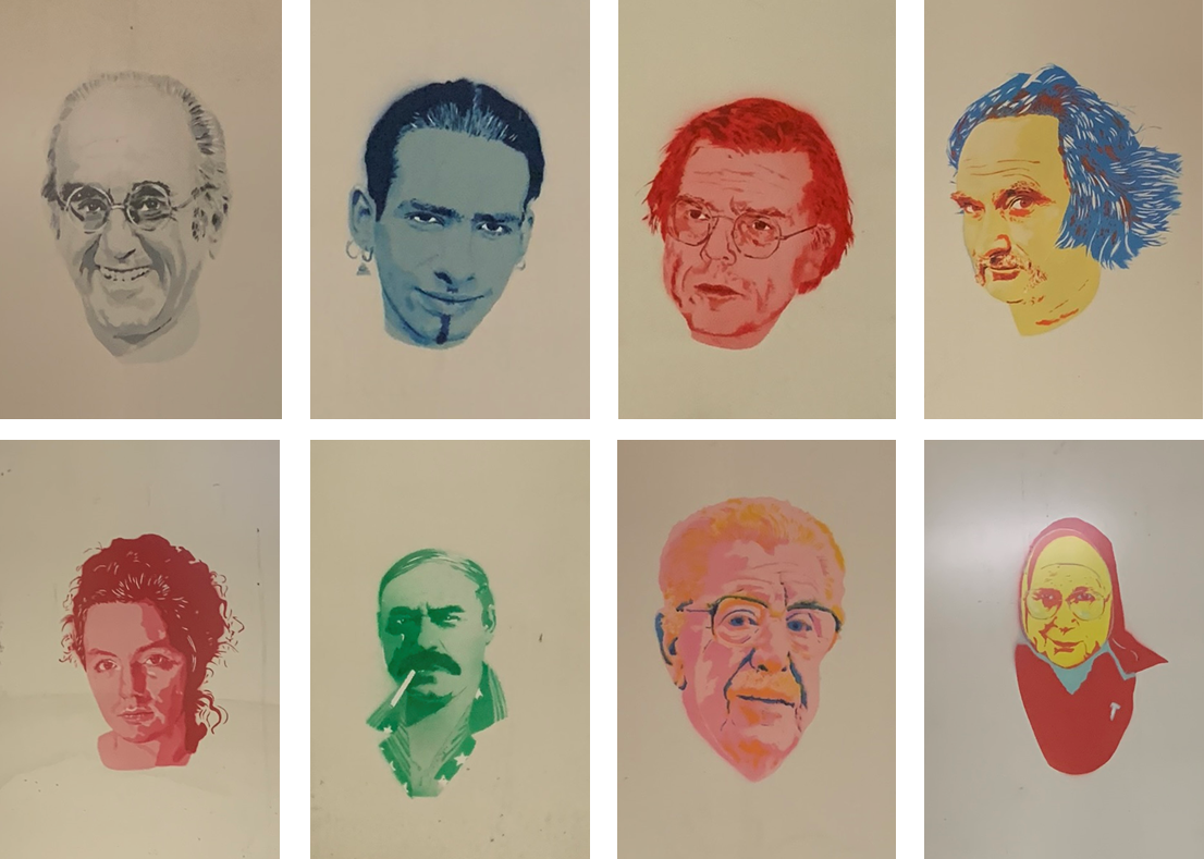 Acht der 40 "Kölner Köpfe" in der U-Bahnhaltestelle Appellhofplatz, Bild: Uli Kievernagel