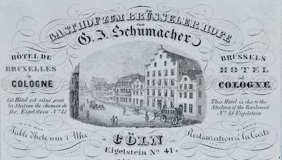 Eines der vielen Gasthäuser am Eigelstein: Der "Brüsseler Hof" (1840)