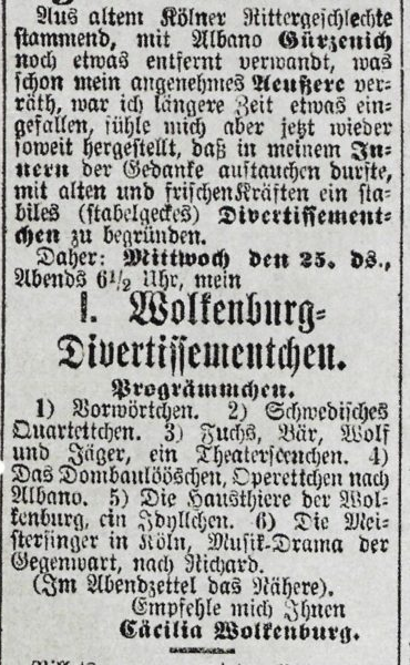 Das erste Divertissiementchen im Jahr 1874